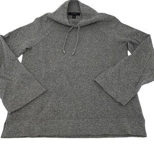 Ann Taylor Womens Pullover Sweater Wool Blend Drawcord Neck‎ Gray Small Petite